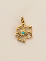 Pendentif fleur en acier titane doré orné d'une pierre de naissance zircon bleu - Mars Or (Pendentif)