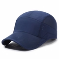 Dark blue breathable mesh baseball cap with moisture-wicking panels and curved brim - Adjustable / Navy Blue