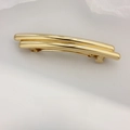 Exquisite double-layered gold hair clip with a polished finish and spring barrette style - Offset Double Row Wave Gold