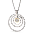 Collana bicolore in acciaio inossidabile con pendenti circolari decorati con strass - Stile Cerchio Multistrato Bicolore con Strass (KN227421-K)