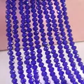 Deep blue faceted crystal beads for DIY jewelry making in polished round rondelle shape - 07 Deep Blue