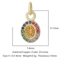 Detail view of a gold oval pendant with rainbow zircon and dimensions: 11.7x7.4mm - Multicolor Zirconia Style 1 / Gold