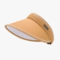 Visière de soleil kaki à large bord avec étiquette noire pour la plage en été - Rouge Orangé