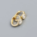Minimalist gold-plated S925 sterling silver huggie earrings with oval zircon stones - Golden Color (white Zircon)