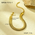 Detailed close-up of 18K gold plated snake chain bracelet with measurements and textures - Gold Snake Chain (NMSB-F315-1)
