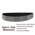 Elastischer schwarzer Taillengürtel mit Strasssteinen, Breite 3.7cm für 68-80cm - Stil G Schwarz - Silbergraue Strasssteine