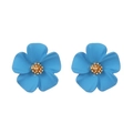 Himmelblaue Ohrstecker mit fünf Blütenblättern, Goldmitte und mattem Finish - KC Gold/Dunkelblau 1785
