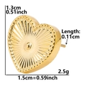 Detailed size specifications for heart-shaped gold stainless steel earrings with dimensions - Starburst Heart / Gold
