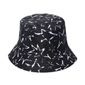 Black bucket hat featuring white star patterns made from durable twill fabric - Black With White Stars Style(K)