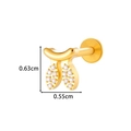Gold F136 titanium labret earring with zircon leaf pendants and dimensions - Curved Leaf Style (T2534-3#) / Gold