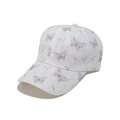 Détail de la casquette de baseball en dentelle blanche avec motifs papillons roses et étoiles - Rose