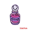 Skull potion bottle embroidered patch with purple details for jackets and DIY clothing - Pink Purple Potion Bottle-POTION