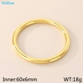 60mm hollow gold titanium steel bangle with polished finish and minimalist design - Inner 60x6mm / Gold (KB191578-GC)