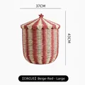 Grande cesto portaoggetti tema circo a righe beige e rosse con coperchio a stella - Circo Beige e Rosso - Grande / 37x43cm