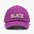 Distressed magenta baseball cap with white BLACK letter embroidery for casual wear - Adjustable / Rose Red