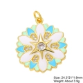 Detailed view of flower star pendant with colorful enamel and inlaid zircon stones - Fresh Star Flower