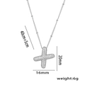 Silver micro-pave zircon cross pendant necklace with 40+5cm chain dimensions - Steel Color Letter X with Zirconia