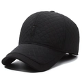 Schwarze Winter-Baseballkappe für Herren mit Rautensteppung und Gehörschutzklappen - Verstellbar / Schwarz