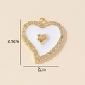 Elegant white enamel heart pendant with cubic zirconia and dimensions 2.1cm by 2cm - 0228-9/Gold White Enamel Heart