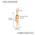 Golden stainless steel fish pendant with colorful oil drip enamel finish for jewelry sets - Multicolor Fish Gold Pendant (D296-1)