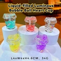 Porte-clés cœur lumineux avec liquide coloré et perles à bulles à l'intérieur du flacon - Tasse Coeur