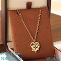 Golden heart mom pendant necklace in 18K gold finish displayed in a jewelry box - Mother And Child Silhouette Heart With Rhinestone (KN292756-Z)