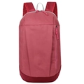 Compact red outdoor backpack for sports and travel with pink zippers and grey top handle - Wine Red White Zipper
