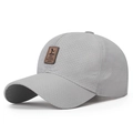 Light gray quick-dry baseball cap with breathable laser-cut holes and leather patch - Light Gray