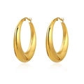 Boucles d'oreilles créoles dorées épaisses et polies avec finition miroir sur fond blanc - Grand (Diamètre extérieur 40mm) / Doré