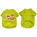Front and back views of grass green dog vest with fast food snack prints - Green Fries