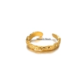 Detailed view of gold stainless steel ring with 18mm inner diameter dimension - Gold Hammered Irregular