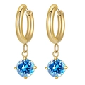 Orecchini a cerchio in acciaio inossidabile dorato con ciondolo in zircone blu brillante - Zircone Blu