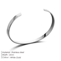 Minimalist open stainless steel bangle in silver finish with a 5mm width for men - 5mm - White Gold