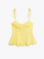 Dettaglio del top giallo chiaro con spalline a fiocco, coppe arricciate e bordo a volant - XS / Giallo