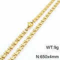 Polished 18k gold plated titanium watchband link necklace with lobster clasp - Gold Color Necklace 65cm (KN289998-Z)
