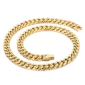 Polished golden Cuban link chain bracelet with a secure box clasp in hip hop style - Gold Necklace (KN225260-Z) / 8mm x 45cm