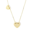 Collana con ciondolo a cuore dorato con incisione Love e piccolo cristallo in stile O - Oro (KN115904-KFC)