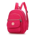 Compact red nylon mini backpack with adjustable straps and multi-zippered pockets - Rose Red