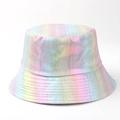 Cappello da pescatore metallizzato con sfumature arcobaleno e finitura lucida - M (56-58cm) / Bianco Sfumato
