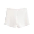 Flat lay of white casual knit shorts with minimalist design and elastic waist texture - S / Shorts / White