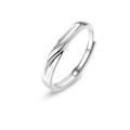 Elegante anillo de pluma de Cupido en plata con diseño de banda abierta ajustable - Estilo de Onda para Hombre (QLJZ012-男款- 一叶子)