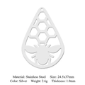 Silver stainless steel honey bee honeycomb drop pendant accessory charm for DIY jewelry - Honeycomb Bee-Silver (LA803)