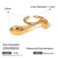 Verstellbarer 18k vergoldeter Edelstahlring mit organischer Form JDR2406026 - Unregelmäßiger Stromlinienförmiger Ring (JDR2406026) / Gold