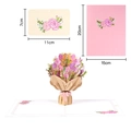 3D pop-up Mother's Day card with pink carnations, small yellow card and pink envelope - Embroidery Style Carnation