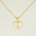 Minimalistische gouden roestvrijstalen ketting met hartvormige hanger en letter A - Letter A