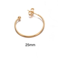 Golden 25mm C-shaped stainless steel hoop earring with ball ends and back stopper - 25mm / Gold