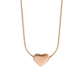 Collana con ciondolo a cuore 3D in oro rosa con catena lucida dal design minimalista - Oro rosa