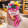 Pink Hello Kitty themed mini Tetris game console keychain with cute cat ears decoration - Rose Red Cartoon Cat Game Console