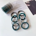 High elastic hair ties set in dark green and grey tones in a cylindrical storage bottle - Grey Green (8pcs Jar)