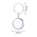 Silver round locket keychain with 26mm pendant diameter and 25mm ring length - Keychain - Silver Round 26MM / Glossy